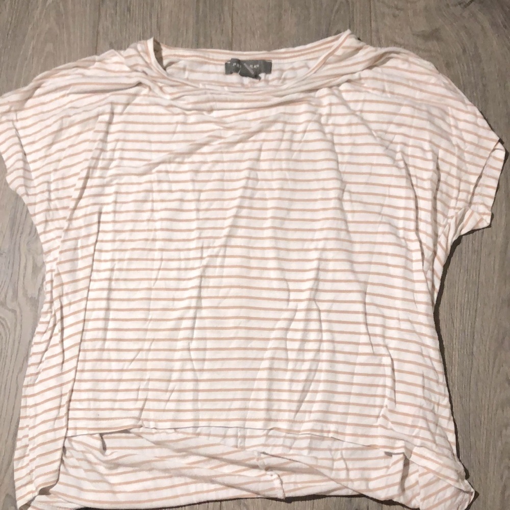 Primark • White + Pink Striped Top • Women’s S